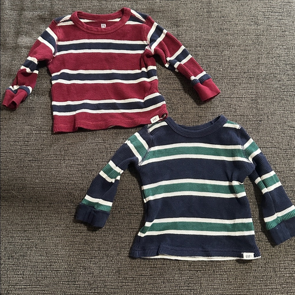 GAP Kids Red and Blue Striped Long Sleeve Tops
